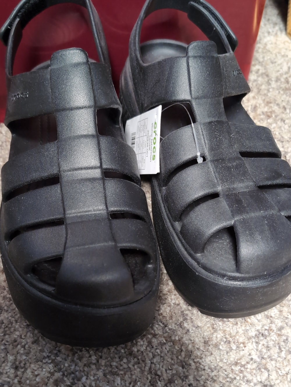 CROCS Women's Black Stomp Fisherman  Sandals